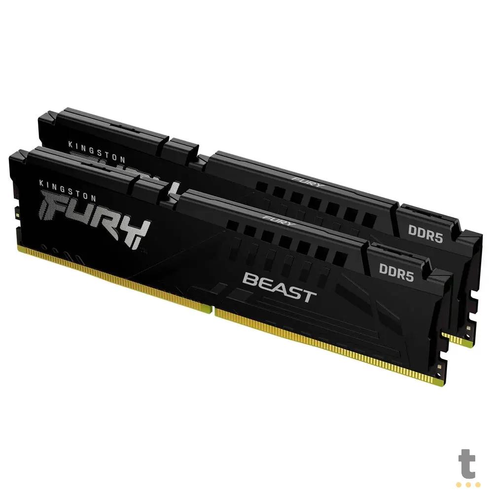 Memoria para Desktop DDR5 Gamer 32gb (Pack C/ 2 Pentes 16Gb) 5600Mhz Kingston Fury Beast Black - KF552C40BBK2-32 Truedata